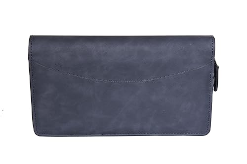 Image of Sukeshcraft Multiple Cheque Book Holder | Original PU Holds Upto 8 Cheque Books, 1 Pin-Sim Slot,14 Credit /Debit Card Slots with Matching Zipper (Pu- Black)