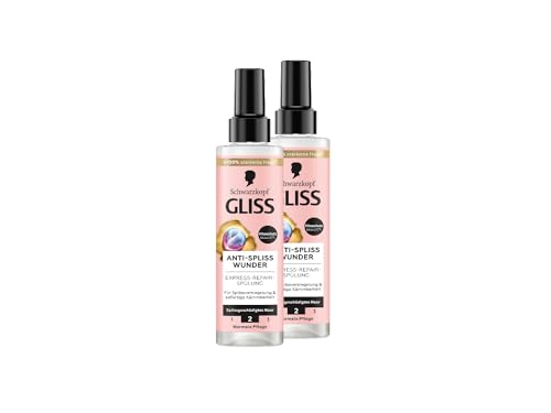 Gliss Spülung Anti-Spliss Wunder (2x 200 ml), Haarspülung repariert geschädigte Haarfasern, für langanhaltende Splissversiegelung, mit Hitzeschutz bis zu 230 °C