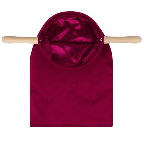 Duuzaoh Velvet Church Tithe Offering Bag with Removable Wooden Handles Church Collection Religious Bag for Churches Communion Supplies(Rose Red 11.8 * 5.7 inch)