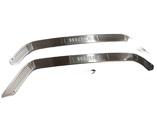 ハイエース&レジアスエース200系標準&ワイド車1-7型 上段用2枚セット滑り防止LEDスカッフプレートステンレス製銀 LED 内装パーツ サイドステップ (白発光)