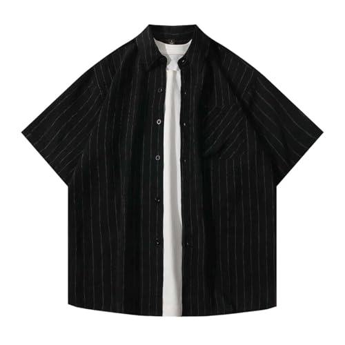 Camisas de Hombre Lino Camisa Informal de Verano para Hombre, Holgada, Cómoda, para Uso Diario, Diseño Estampado con Bolsillo, Tela Elástica para Actividades al Aire Libre