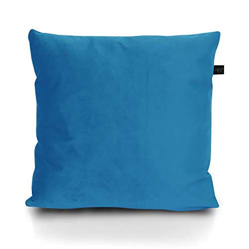 LILENO HOME Funda de cojín de terciopelo de 45 x 45 cm [océano] Juego de 2 fundas de cojín de terciopelo (sin relleno] impermeable funda de cojín con cremallera oculta como cojín de sofá y decoración Cover