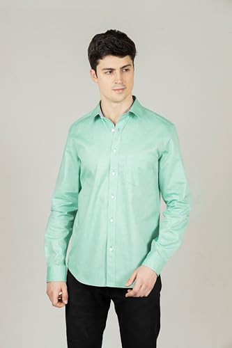 Image of Men's Smart Casual Shirt | Slim Fit | 100% Cotton | Oxford Weave | Office Shirt | Button Down | Striped Trimming Inside Cuff and Collar | Best Shirts for Men