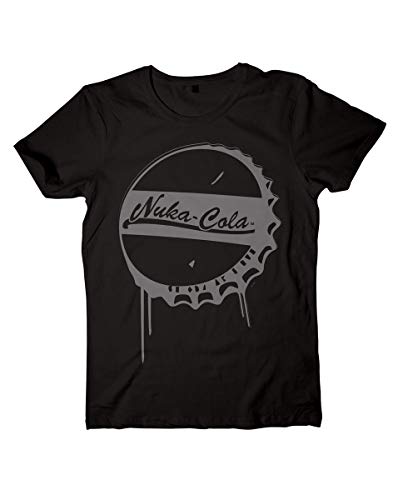 Fallout 4 Camiseta Nuka Cola Bottle Cap para Hombre, Negro, S