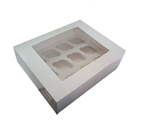 Decoraciondulce - 10 x Caja Blanca para Transportar Cupcakes, Muffins (12 Mini Cupcakes) Cover