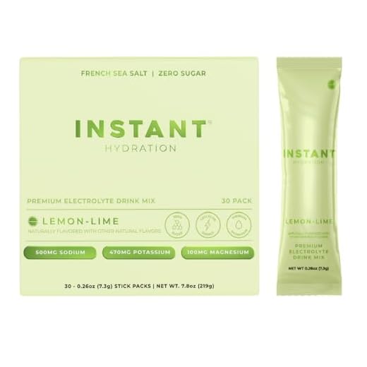 Instant Hydration Electrolytes Powder Packets - Lemon Lime Drink Mix - Zero Sugar - Keto, Vegan, Gluten-Free, Non-GMO - Boost Recovery, Brain Health, Muscle & Tissue Support- 30 Sticks
