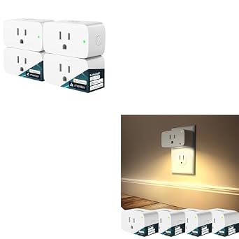 Matter Smart Plug 4pack Bundle with Matter Smart Plug with Night Light 4pack Compatible with Alexa, Apple Home, Google, Smart Outlet 15A/1800W Max, Plug into Wall, Timer&Schedule