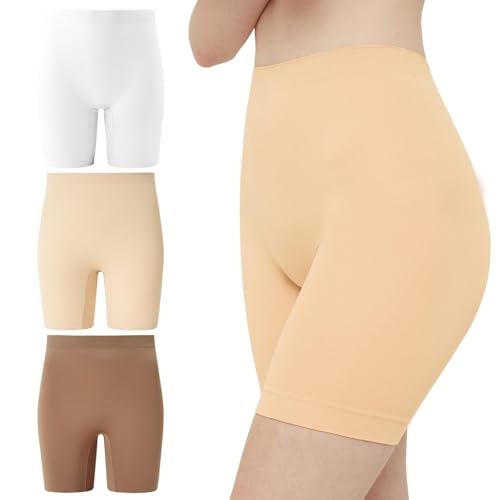 Image of INNERSY Slip Shorts for Women Summer High Waisted Seamless Anti Chafing Shorts Under Dresses 3-Pack