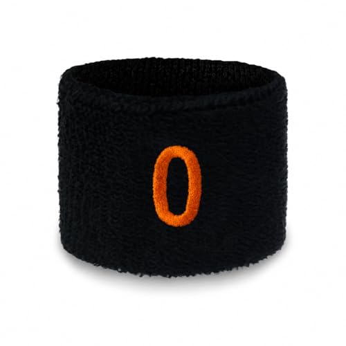 Couver Unisex Black Sports Sweat Wristband with Number Embroidery, Soft Terry Cloth Athletic Wristband, One Size Fits Most, 1 Piece (0)