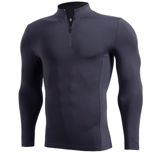 Generisch Camiseta de manga larga para hombre, para entrenamiento, para el tiempo libre en invierno, con transpirabilidad, compresión, Negro , 115 cm