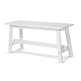 KHG Holzbank Sitzbank Flur Garderobenbank Schuhbank 100x45x29 cm - Gummibaum Holz Massiv bis 200 kg belastbar - Bettbank Landhausstil Weiß lackiert