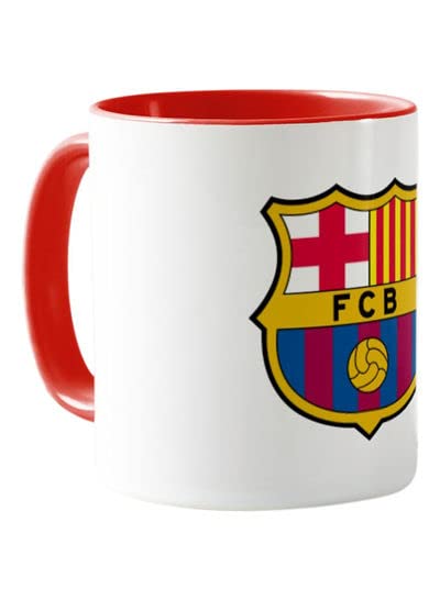 RYN PRINTED DESIGN Printed FC Barcelonaa Mug White & Red 11ounce