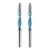 BITITZ 2Pcs UP Cut Bottom Bearing Flush Trim Router bit 1/4" Shank 1/4" Cutter Dia Extra Length 3" S