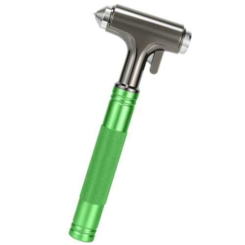 Image of Car Safety Hammer, Metal Window Breaker with Seat Belt Cutter, Emergecy Safety Hammer for Auto Accidents (Green)