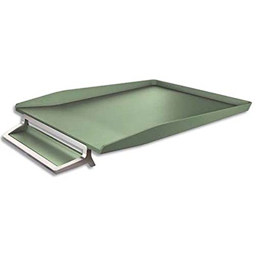 Corbeille à courrier + plumier STYLE en ABS et ZINC. Coloris Vert