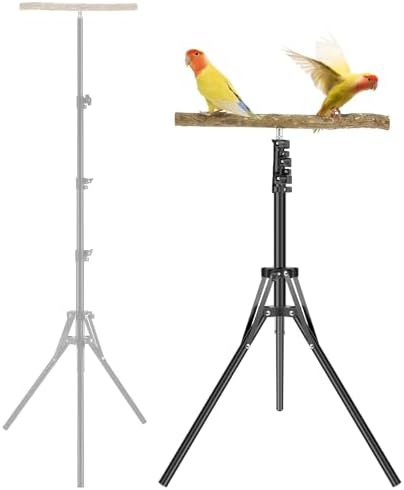 Best Adjustable Bird Perches That Will Transform Your Aviary Experience 7 Hevtsde Wood Bird Training Perch Stand - 16-63 Inch Height Adjustable Bird Perch, Parakeet Perches Indoor and Outdoor Parrot Stands, Natural Pepper Wood Parrot Perch Toy for Small to Medium Bird