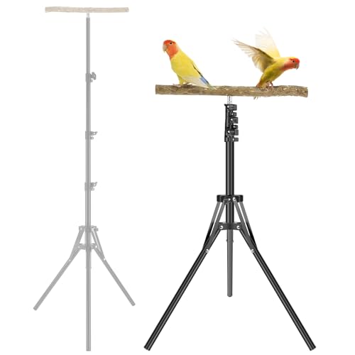Hevtsde Wood Bird Training Perch Stand - 16-63 Inch Height Adjustable Bird Perch, Parakeet Perches Indoor and Outdoor Parrot Stands, Natural Pepper Wood Parrot Perch Toy for Small to Medium Bird