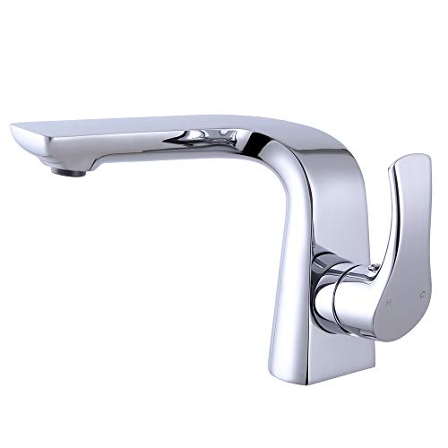Black Friday - 80% OFF kimzcn Low Lead Copper Gravity Casting Shell Bathroom Basin Faucet Single Handle One Hole Sink Faucet with cUPC Water Supply Lines Mixer Taps Vanity Sink Faucet Chrome D580021C