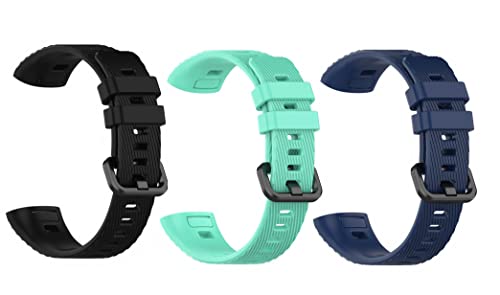 SHEAWA Huawei Band 3 Pro Band 4 Pro用 バンド 3色セット 交換バンド ベルト シリコン スポーツバンド (ブラック+ティールグリーン+ダークブルー)