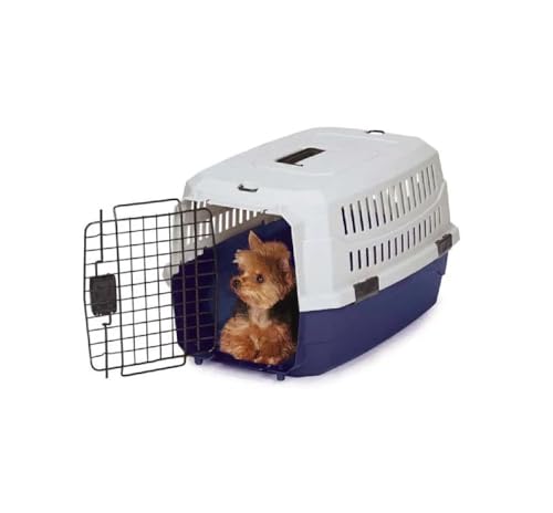 Airline Approved Pet Travel Crate Heavy Duty Plastic Blue Grey Secure Dog Cage Kennel Cab Contain Your Pet Safely (Small)
