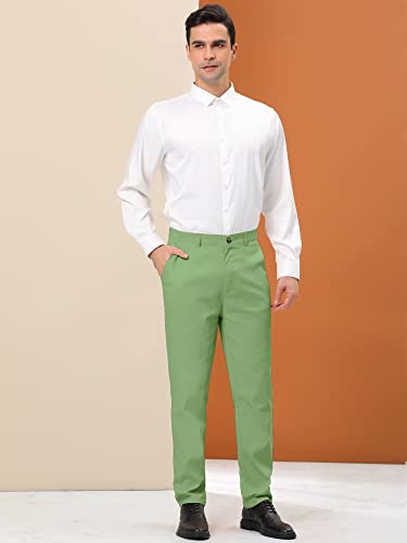 Lars Amadeus Men's Dress Trousers Solid Color Flat Front Skinny Business Pants3