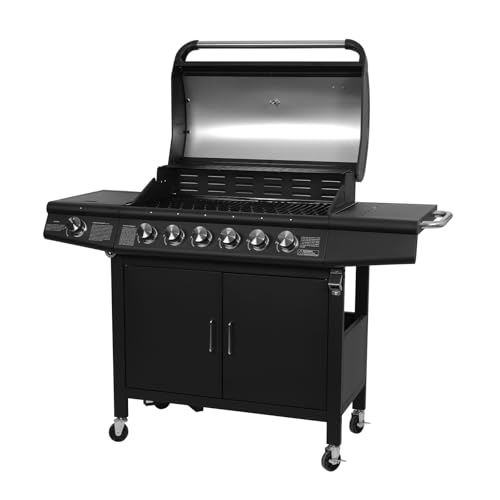 TAINO RED 6+1 Gasgrill Grillwagen BBQ Edelstahl-Brenner...