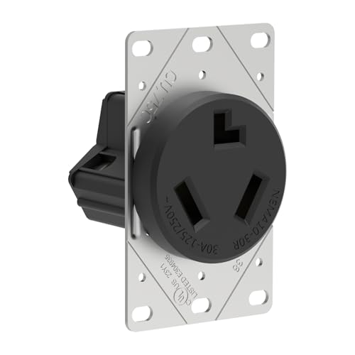 ThunderWay Flush Mounting Receptacle 10-30R 30A 125/250V 3 Pole 3 Wire No Grounding Straight Blade Heavy Duty Industrial Grade Power Receptacle (10-30R)