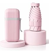 REXERA UV Travel Mini Folding Ultra Compact pastel Umbrella with Case, Manual Open 6 Ribs Lightwe...