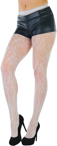 Image of ToBeInStyle Women's Elegant Floral Lace Inspired Spandex Net Full Length Tights