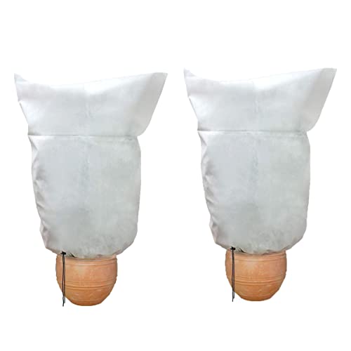 HH-LIFE 2 Piezas 180 x 210 cm Blanco Funda para Plantas Cubierta Protección, con Cordón, Cubre Plantas Saco de vellón Protector Plantas delicadas contra heladas Viento y precipitaciones 30 g/m² Cover