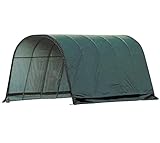 Breite und Hohe Öffnungen der Lagerhütte sorgen für leichte Ein- und Ausfahrt; Einfahrtsgröße 400x300 cm (BxH)