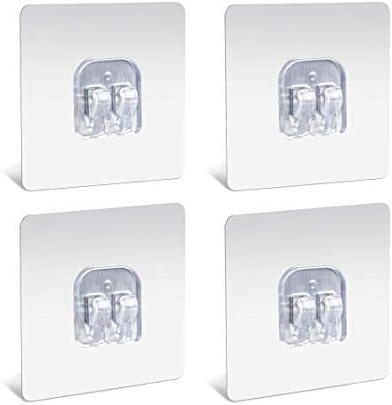 Image of Self Adhesive Wall Hooks for Hanging | Transparent Waterproof Strong Hooks | No Drill Heavy Duty Wall Hanging Hook for Kitchen, Bathroom & Home (Magic Hook-5 Count)