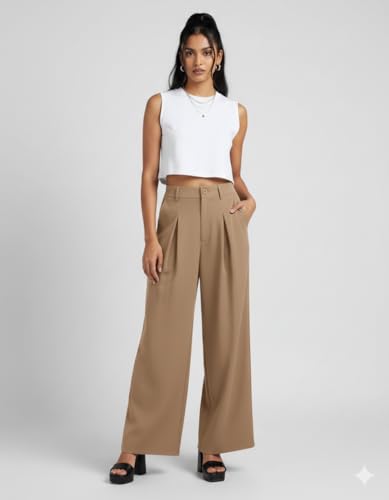 Image of Nermosa High-Waist Korean Trousers with Wide Baggy Fit | Trendy GenZ Streetwear Pants