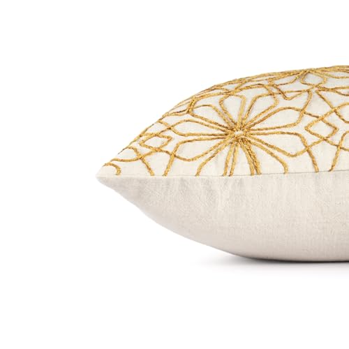 Image of Wakefit Designer Cushion Cover | 16x16 inch | Heavy Embroidery | Cotton & Linen Fabric on Both Sides | Pack of 1 | Abstract Sunflower Mustard