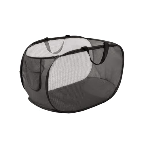 Collapsible Laundry Basket Folds Flat to 1.5 Lightweight Mesh Washing Basket with Reinforced Handles and Side Pocket Space Saving Laundry Hampers for Bedroom Bathroom & Travel