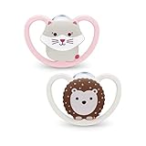  Chupete Space Silicona NUK  Gato y Erizo  Pack de 2 unidades  0-6 m