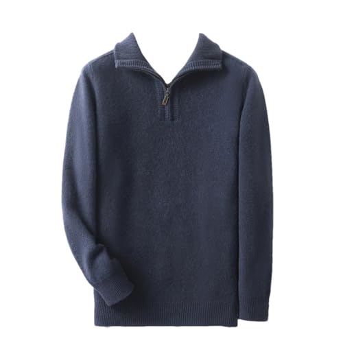 Men's Merino Wool Sweater Casual Knitted Business Half Zip Pullover Thickened Warm Long Sleeve Sweate