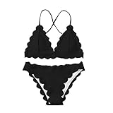 Lialbert Damen Push Up Gepolsterter Bikini-Set Crossover Bandage Bikinis Sexy Wellenkante Badehose Bademode Badeanzug