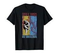 Official licensed Guns N Roses merch featuring the iconic Use Your Illusion artwork perfect for fans of rock music band fashion and timeless album art. Lightweight, Classic fit, Double-needle sleeve and bottom hem