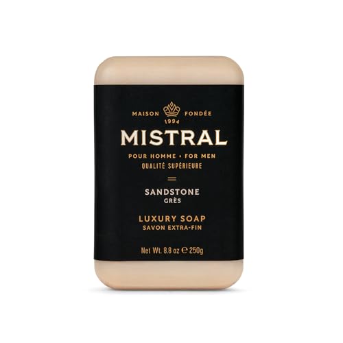Mistral Sandstone Luxury Bar Soap for Men, Men’s Natural Soap Bar, 8.8 oz