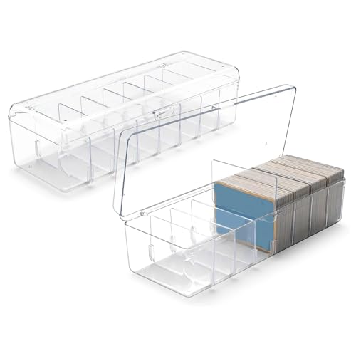 Caja de almacenamiento de tarjetas comerciales plástica de 4 uds con divisores 5
