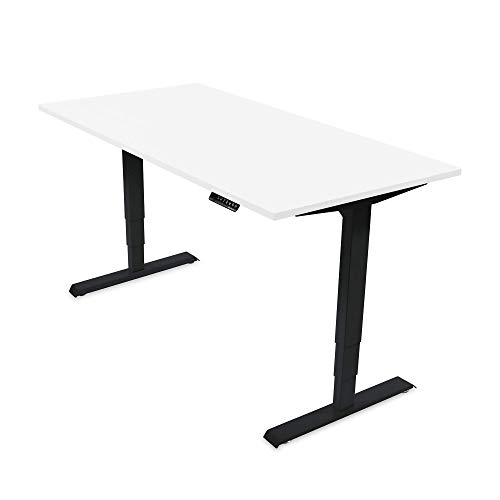 Preisvergleich Produktbild Ergotopia® Elektrisch höhenverstellbarer Schreibtisch / 5 Jahre Garantie / Ergonomischer Steh-Sitz Tisch mit Memory Funktion / Beugt Rückenschmerzen vor & Macht produktiver (180x80, Weiß, S)