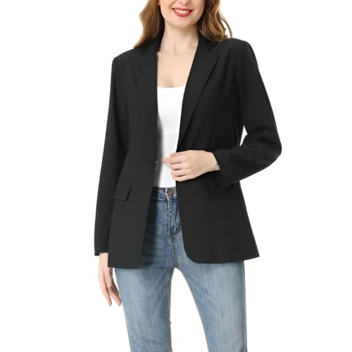 S7 Womens Casual Black Blazers Open Front Long Sleeve Notch Lapel Suit Jackets Blazer for Business Formal Office Wear