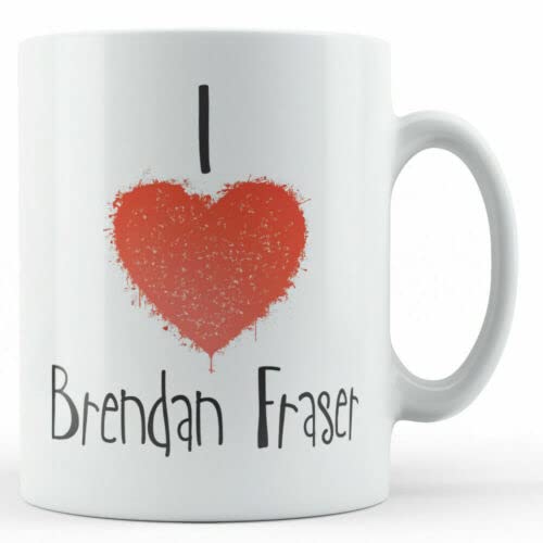 Voltx Design Decorative Writing I Love Brendan Fraser Printed Ceramic Tea and Coffee Mug 320ml |Coffee Mug |Novelty Mug |Mug for Tea & Coffee|Ceramic Coffee Mug |Printed Coffee Mug