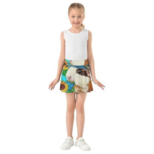Preppy Athletic Shorts Girls Skorts Skirts with Shorts Teen Skirt Cute Guinea Pig Sunflower 4t3