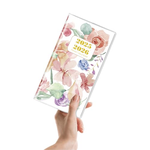 ADUN Stationery Calendario de bolsillo 2025-2026, planificador diario semanal mensual de enero de 2025 a diciembre de 2026 (3.7 x 6.7 pulgadas), tamaño de página, planificador diario 2025 para bolso,