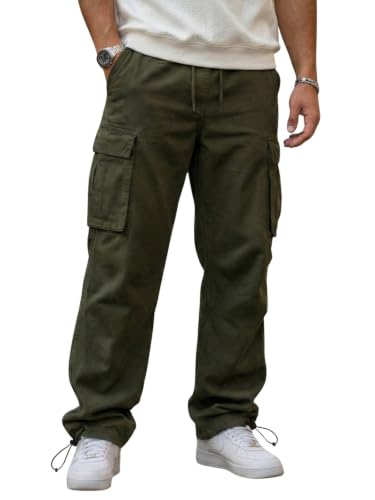 Image of Veirdo Men's Baggy Cargo Oversized Pants with Utility Pockets, Relaxed Loose Fit Street Style Trousers, All-Day Comfort, Perfect Casual Wear, Travel, (Size S to 2XL)