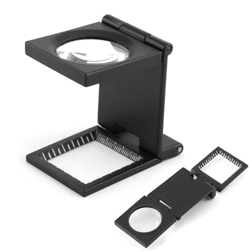 Contador de hilos lupa de joyería con luz y soporte mini plegable 10 lupas con escala de de metal