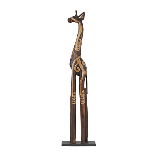Deco 79 Wood Giraffe Sculpture, 8" X 4" X 31", Dark Brown #TOP7