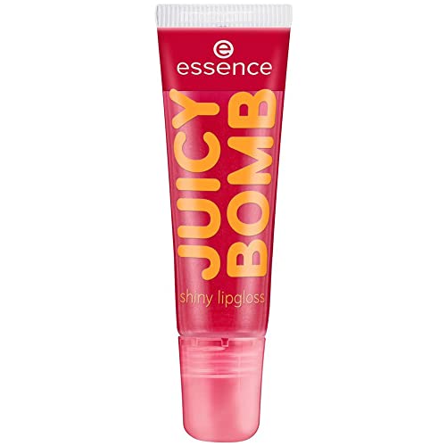 essence cosmetics JUICY BOMB shiny Lip Gloss, Nr. 04 Crazy Cherry, rot, strahlend frisch, glänzend, vegan, ohne Alkohol, ohne Konservierungsstoffe (10ml)